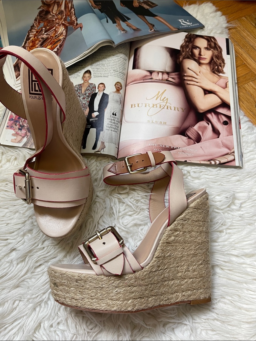 Pour La Victoire Jaclyn Espadrille Wedge Leather Sandal Shoes